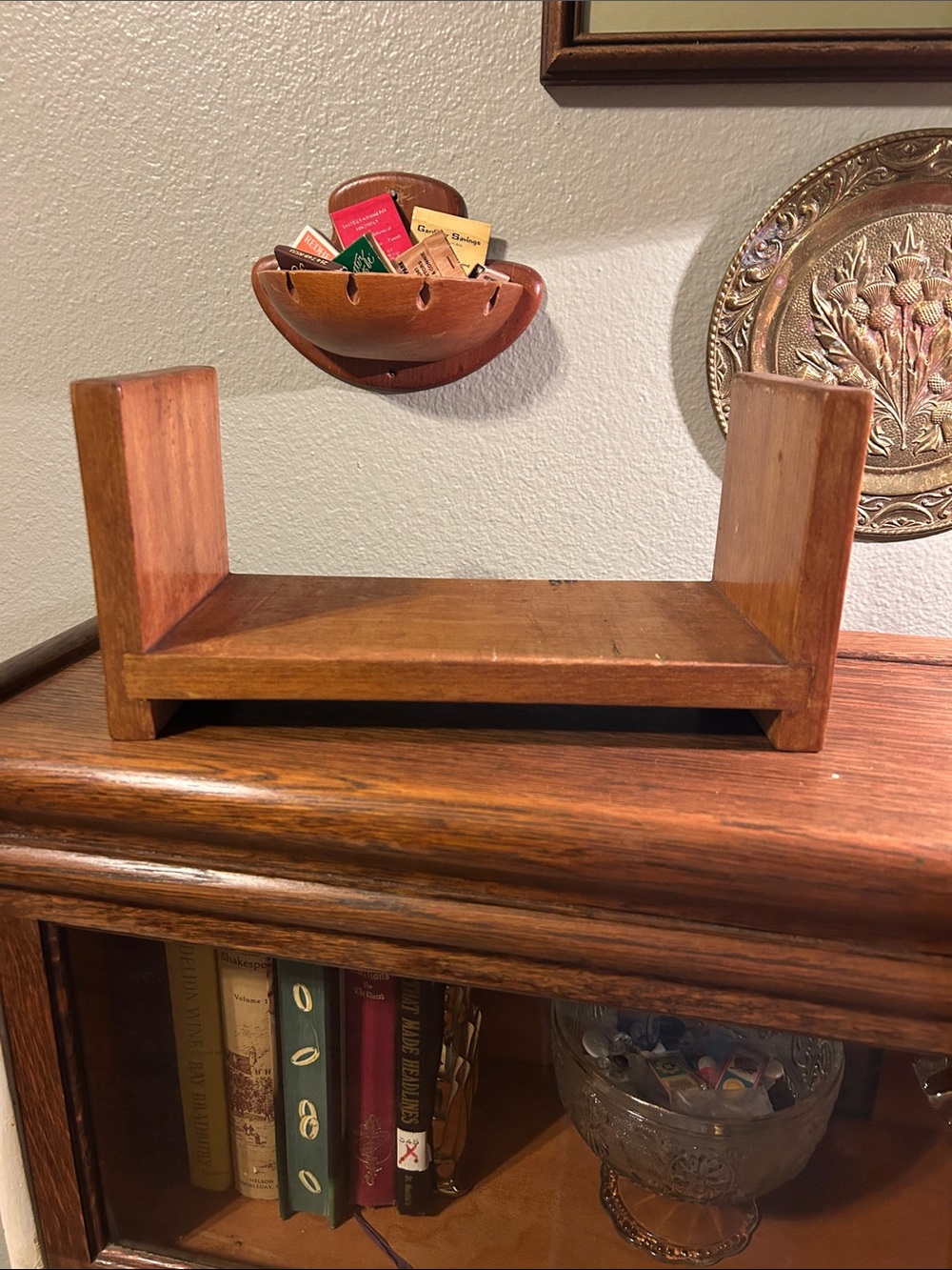 Wooden Shelf cookbook holder.